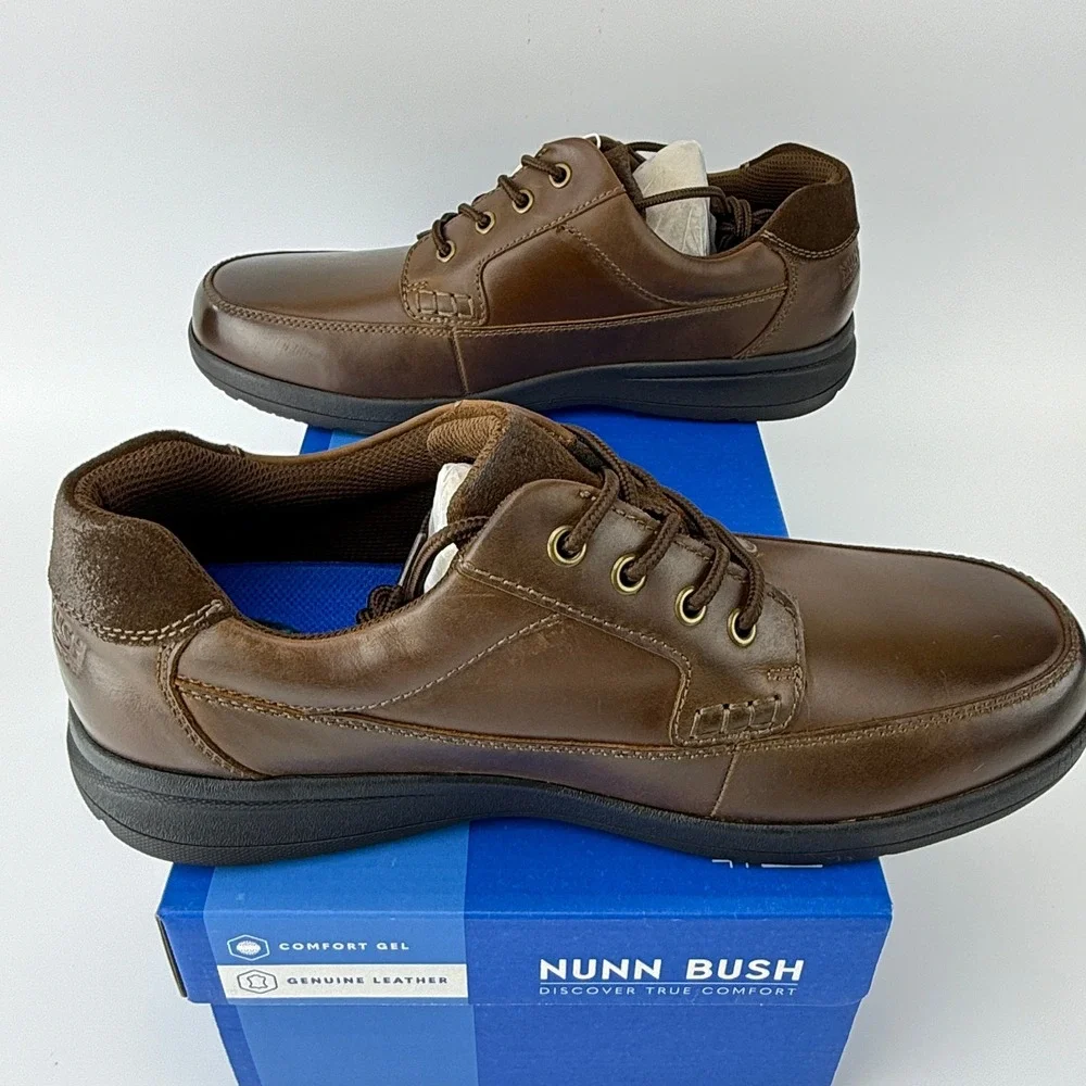 Nunn Bush Cam Oxford Dress Shoes Mens 10 M Brown Leather Comfort Gel NIB